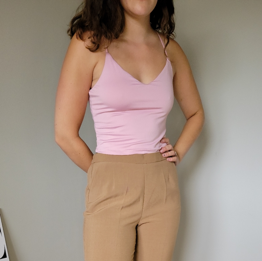 Dynamite Spaghetti Strap Light Pink Pearl Tank Top